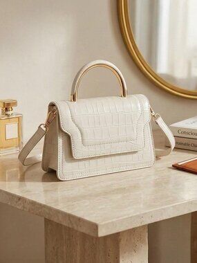 Primark Luxe Cream Croc Handbag – Convertible Top Handle & Shoulder Strap✨